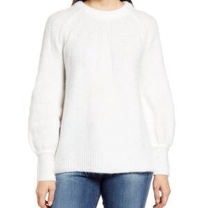 Caslon Rib Yoke Plush Long Blouson Sleeve Knit